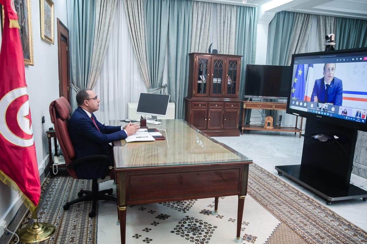 ..رئيس الحكومة خلال مشاركته في القمة الافتراضية الثانية لمجابهة الارهاب